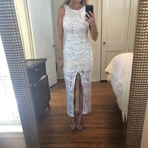 L’atiste lace white skit maxi dress